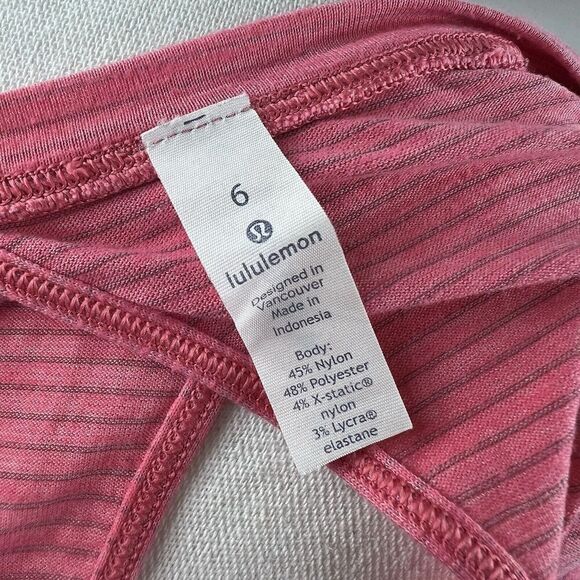Lululemon Beat The Heat Back Tie Long Sleeve Top Size 6 Coral Pink Open Back - Picture 11 of 12